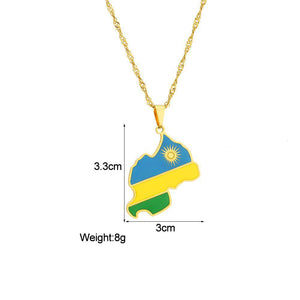 Rwanda Flag Map Necklace