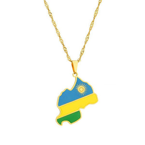 Rwanda Flag Map Necklace