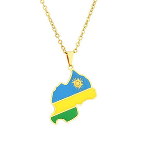 Rwanda Flag Map Necklace