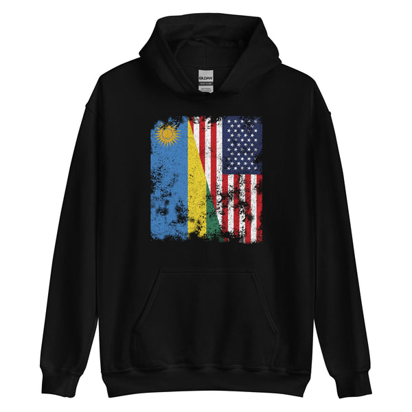Rwanda USA Flag - Half American Hoodie