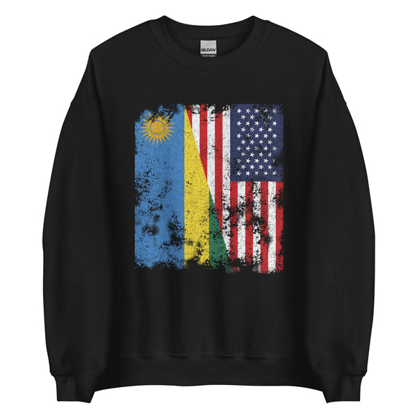 Rwanda USA Flag - Half American Sweatshirt