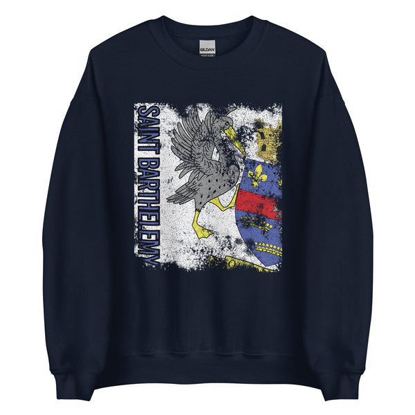 Saint Barthelemy Flag - Distressed Flag Sweatshirt