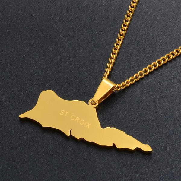 Saint Croix Map Necklace