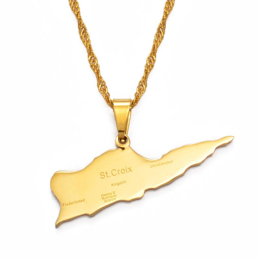 Saint Croix Map Necklace