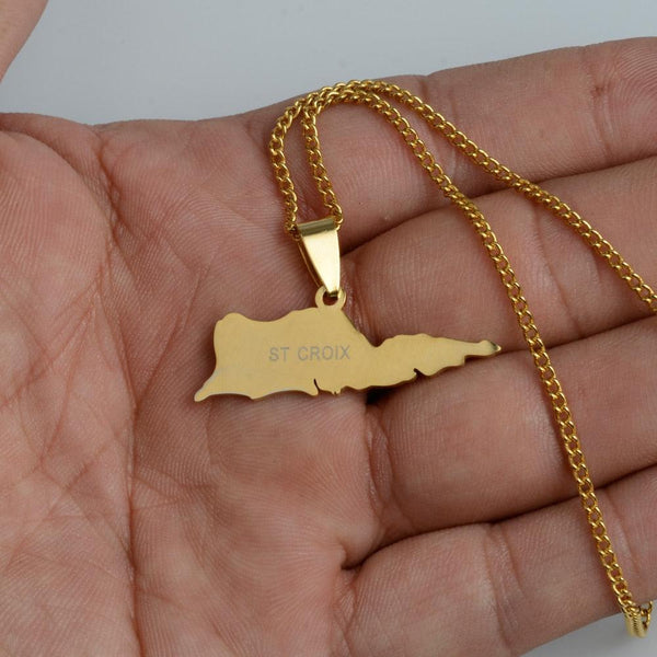 Saint Croix Map Necklace