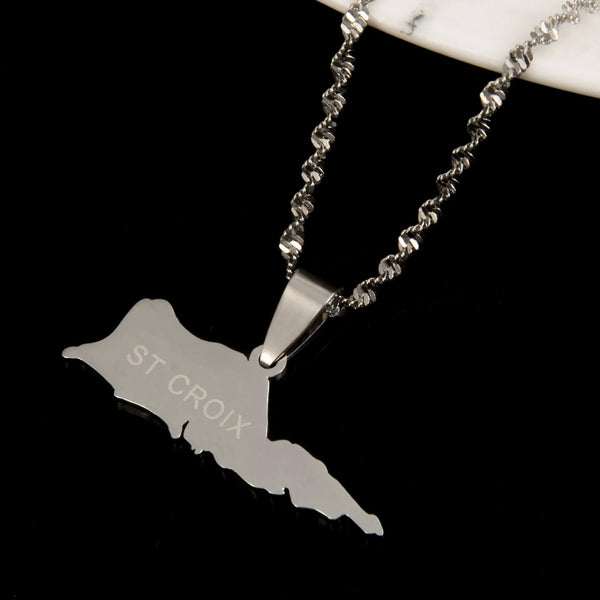 Saint Croix Map Necklace