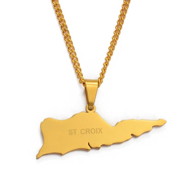 Saint Croix Map Necklace