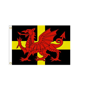 Saint David Wales Dragon Flag - 90x150cm(3x5ft) - 60x90cm(2x3ft)