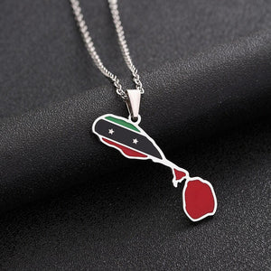 Saint Kitts and Nevis Flag Map Necklace