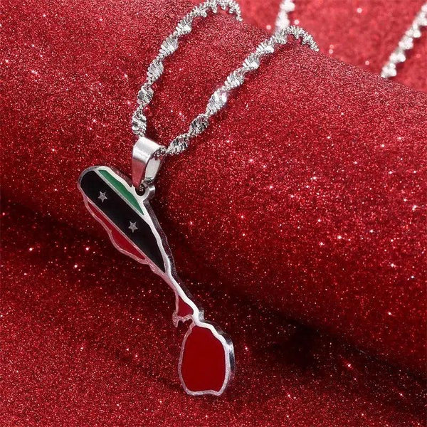 Saint Kitts and Nevis Flag Map Necklace