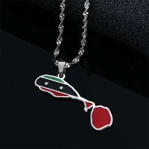 Saint Kitts and Nevis Flag Map Necklace