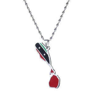 Saint Kitts and Nevis Flag Map Necklace