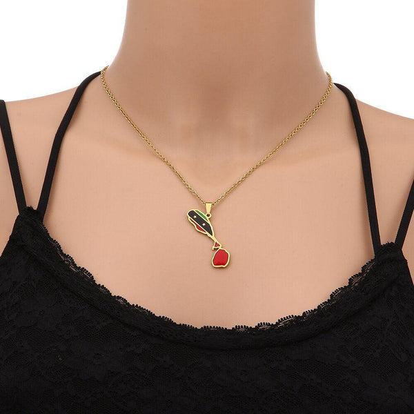 Saint Kitts and Nevis Flag Map Necklace