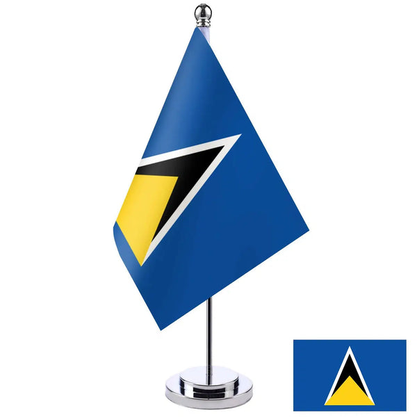 Saint Lucia Desk Flag - Small Office Table Flag