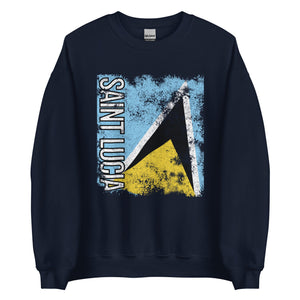 Saint Lucia Flag - Distressed Flag Sweatshirt