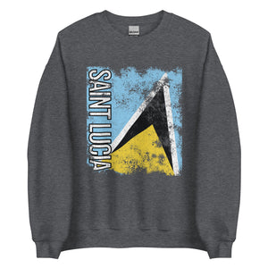 Saint Lucia Flag - Distressed Flag Sweatshirt