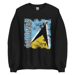 Saint Lucia Flag - Distressed Flag Sweatshirt