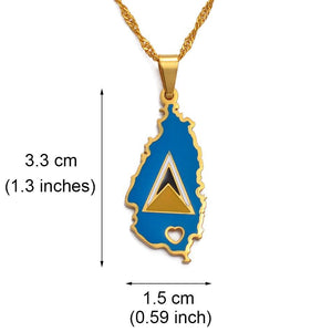 Saint Lucia Flag Map Necklace