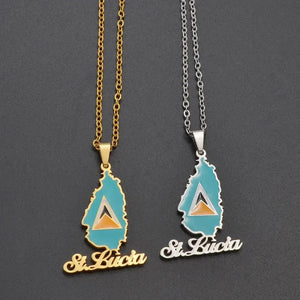 Saint Lucia Flag Map Necklace