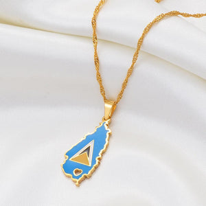 Saint Lucia Flag Map Necklace