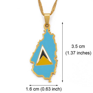 Saint Lucia Flag Map Necklace