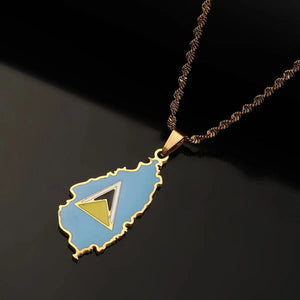 Saint Lucia Flag Map Necklace