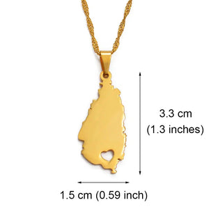 Saint Lucia Map Necklace