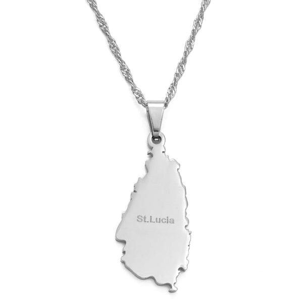 Saint Lucia Map Necklace