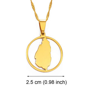 Saint Lucia Map Necklace