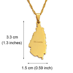 Saint Lucia Map Necklace