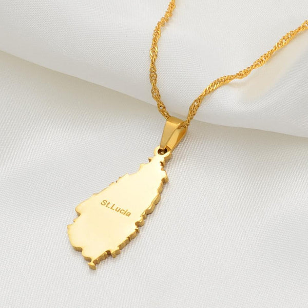 Saint Lucia Map Necklace