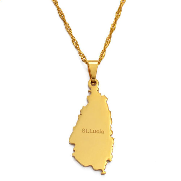 Saint Lucia Map Necklace