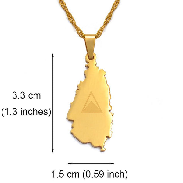 Saint Lucia Map Necklace