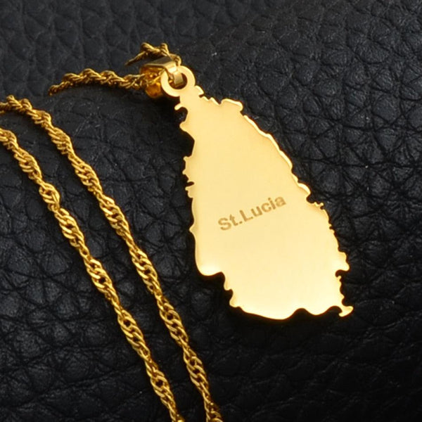 Saint Lucia Map Necklace