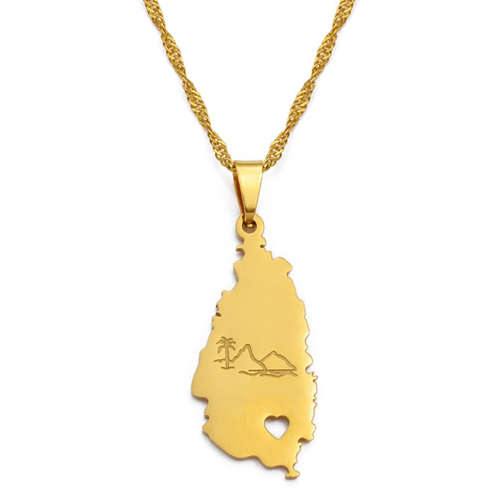 Saint Lucia Map Necklace