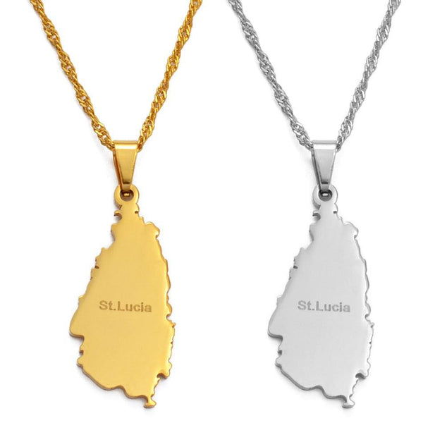 Saint Lucia Map Necklace