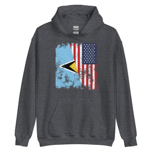 Saint Lucia USA Flag - Half American Hoodie