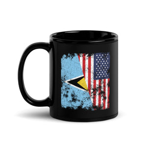 Saint Lucia USA Flag - Half American Mug