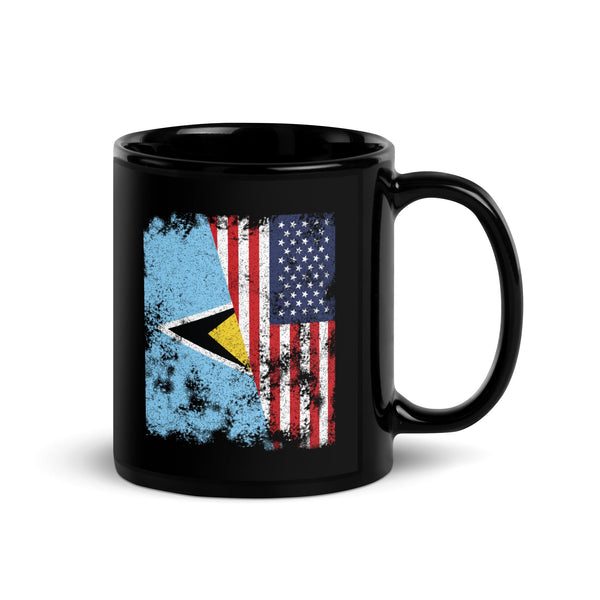 Saint Lucia USA Flag - Half American Mug