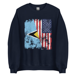 Saint Lucia USA Flag - Half American Sweatshirt