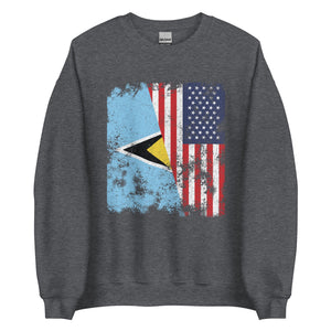 Saint Lucia USA Flag - Half American Sweatshirt