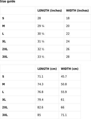 T-shirt size chart with measurements for chest width and body length in inches for sizes S to 3XL. Use this sizing guide to find the perfect fit for men’s, women’s, and unisex T-shirts.