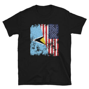 Saint Lucia USA Flag - Half American T-Shirt