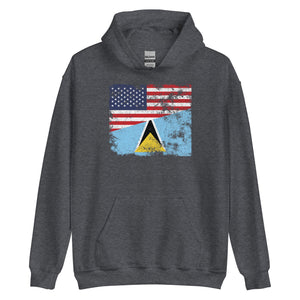 Saint Lucia USA Flag Hoodie