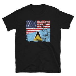 Saint Lucia USA Flag T-Shirt