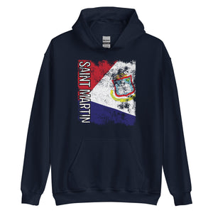 Saint Martin Flag - Distressed Flag Hoodie