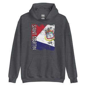 Saint Martin Flag - Distressed Flag Hoodie