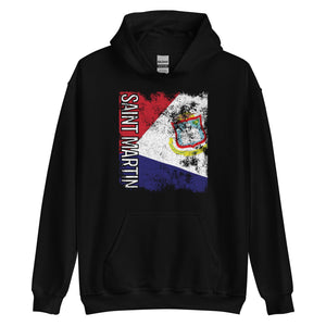 Saint Martin Flag - Distressed Flag Hoodie