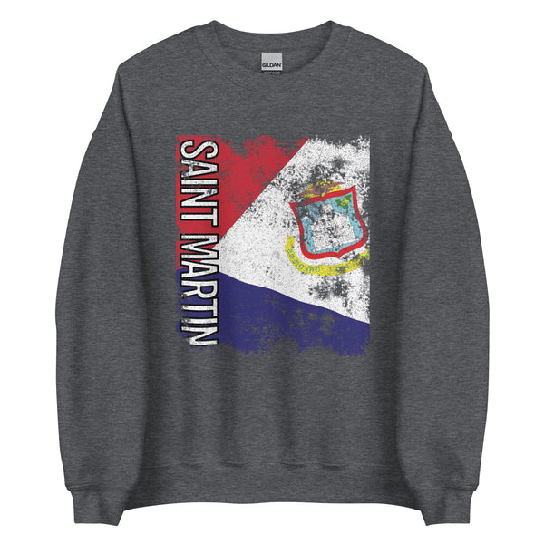 Saint Martin Flag - Distressed Flag Sweatshirt