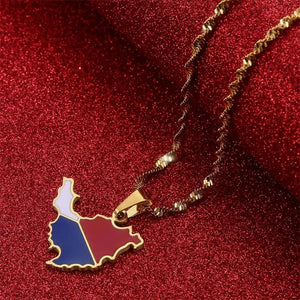 Saint Martin Flag Map Necklace